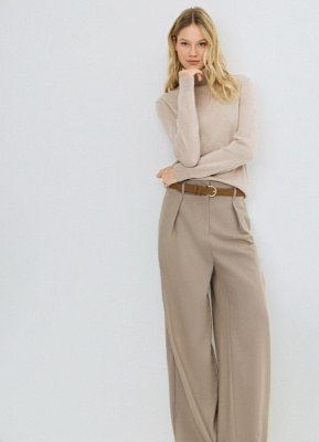 Прямые брюки с шерстью, Коричневый