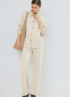 Прямые брюки из искусственной замши, Бежевый