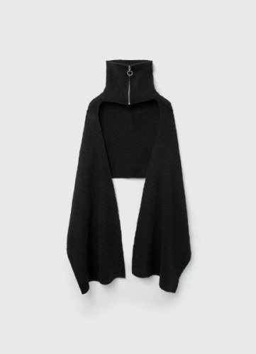 Шарф с воротником на молнии, Черный
