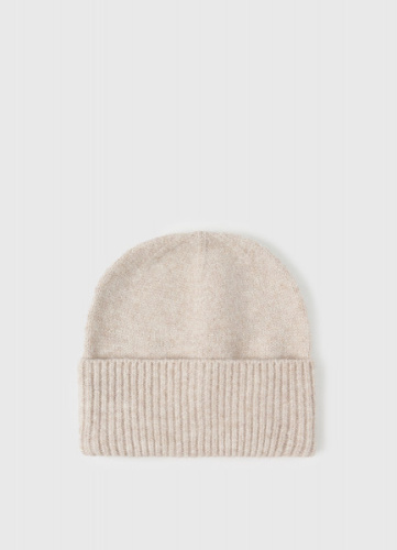 Вязаная шапка с отворотом, Бежевый
