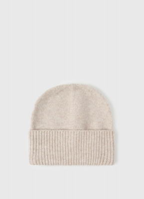 Вязаная шапка с отворотом, Бежевый