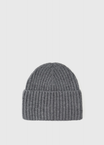 Вязаная шапка с отворотом, Серый