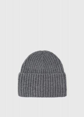 Вязаная шапка с отворотом, Серый
