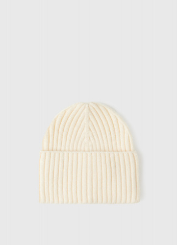 Вязаная шапка с отворотом, Бежевый