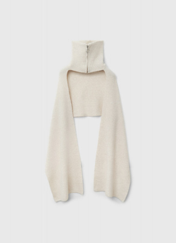 Шарф с воротником на молнии, Бежевый