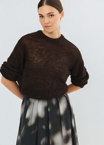 Джемпер оверсайз из пряжи с мохером, Коричневый