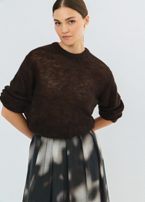 Джемпер оверсайз из пряжи с мохером, Коричневый