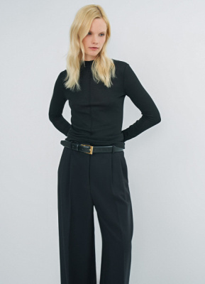 Лонгслив с шерстью, Черный