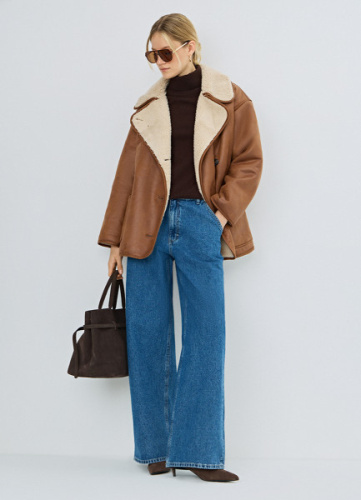 Дублёнка с искусственным мехом, Бежевый