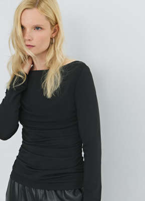 Лонгслив с драпировкой, Черный