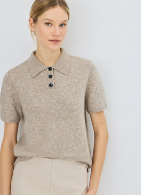 Джемпер поло из пряжи с шерстью, Коричневый