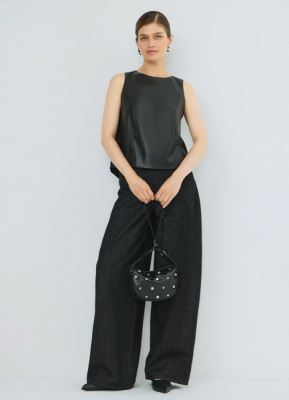 Топ из искусственной кожи, Черный