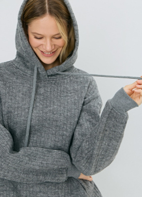 Худи с фактурными косами, Серый