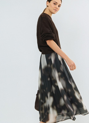 Юбка миди с принтом, Бежевый