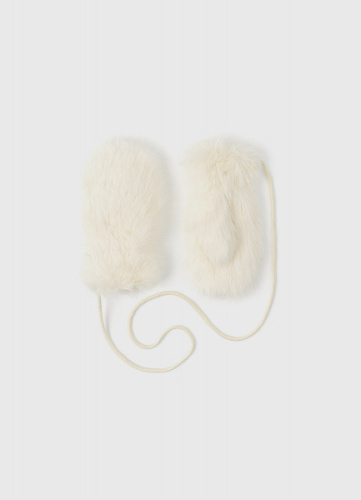 Варежки из искусственного меха для девочек, Белый