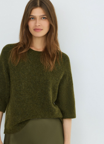 Джемпер из пряжи с шерстью альпака, Зеленый