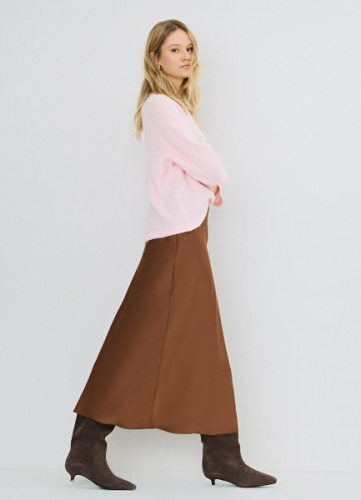 Сатиновая юбка А-силуэта, Оранжевый