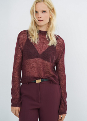 Полупрозрачный джемпер с шерстью альпака, Фиолетовый