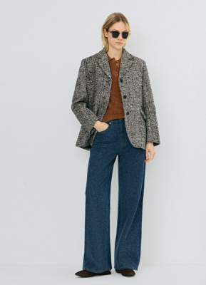 Широкие джинсы с мягкой фактурой, Синий