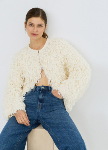 Кардиган с бахромой, Бежевый