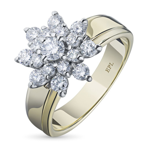 Кольцо из комбинированного золота с бриллиантами э1001кц09160400