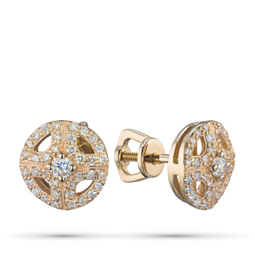 Пусеты из желтого золота с бриллиантами э0301пс09210105