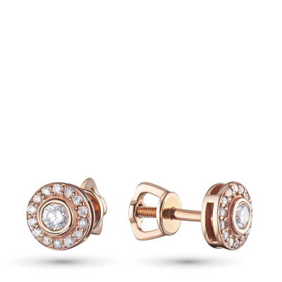 Пусеты из красного золота с бриллиантами э0201пс02150500