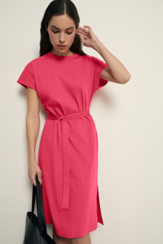 Платье из мерсеризованного хлопка с поясом