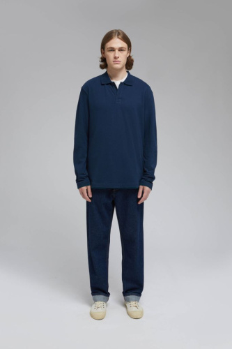 Поло из хлопка пике с длинным рукавом