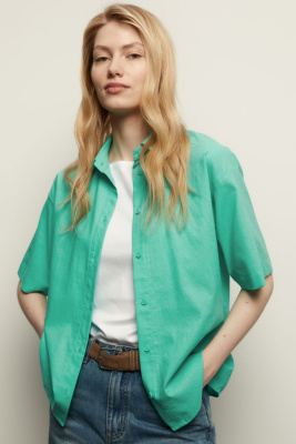 Блузка из конопляной ткани и хлопка