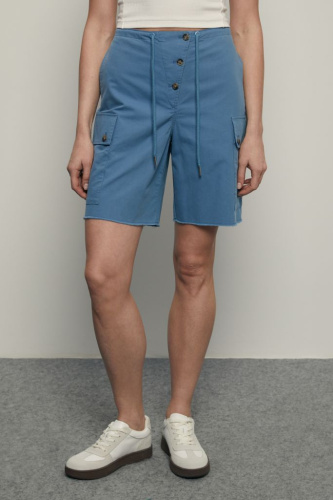 Шорты из тенселя с накладными карманами