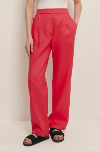 Брюки прямого кроя с добавлением льна