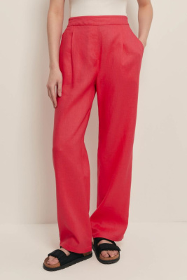 Брюки прямого кроя с добавлением льна