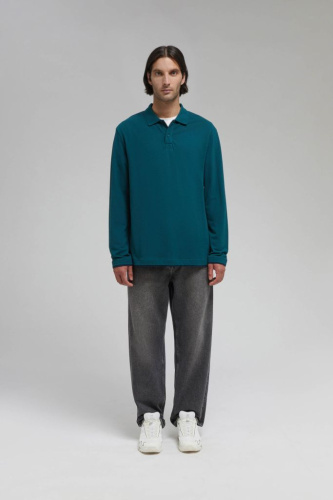 Поло из хлопка пике с длинным рукавом