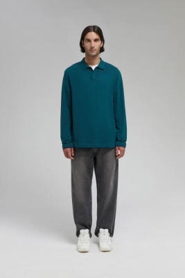 Поло из хлопка пике с длинным рукавом