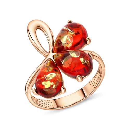 Серебряное кольцо с янтарями дублетами