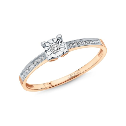 Золотое кольцо с бриллиантами природными