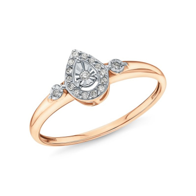 Золотое кольцо с бриллиантами природными