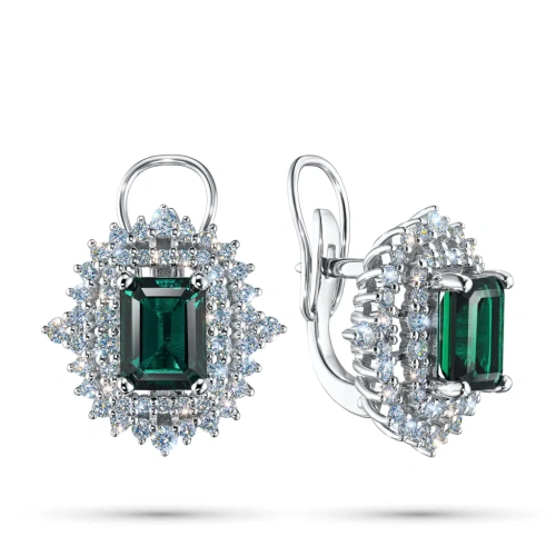 Серьги из белого золота с изумрудами э4767сг04210406