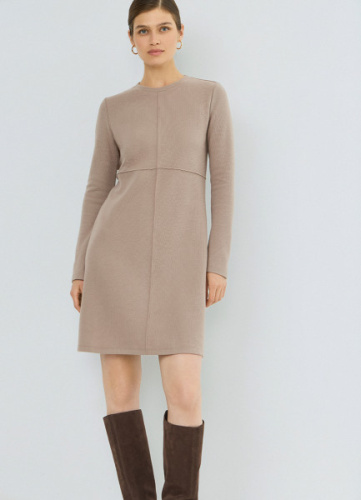 Платье А-силуэта с длинным рукавом, Коричневый