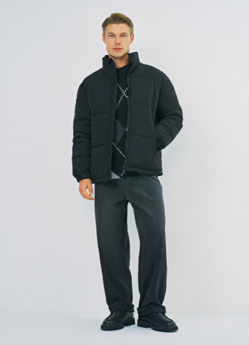 Утеплённая куртка с воротником-стойкой, Черный