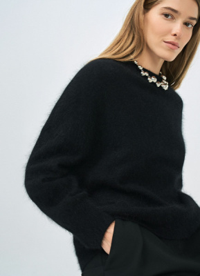 Джемпер оверсайз из пряжи с ангорой, Черный