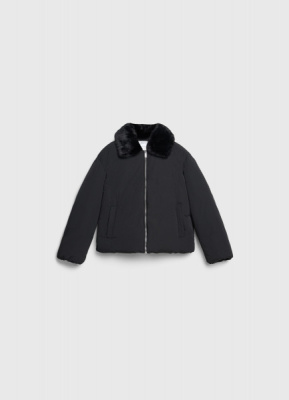 Утеплённая куртка с меховым воротником, Черный