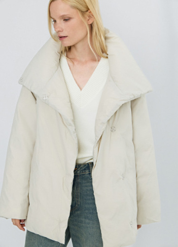 Утеплённая куртка с поясом, Бежевый
