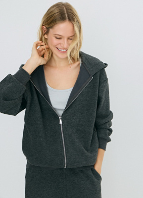 Утеплённая толстовка на молнии, Серый