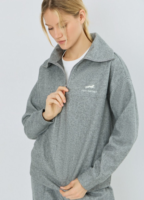 Толстовка с воротником-стойкой на молнии, Серый