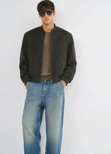 Бомбер из пальтовой ткани, Коричневый