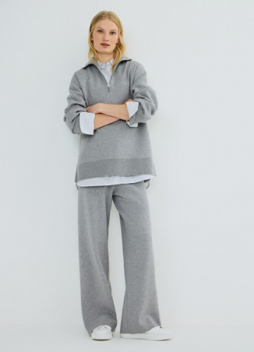 Вязаные широкие брюки, Серый