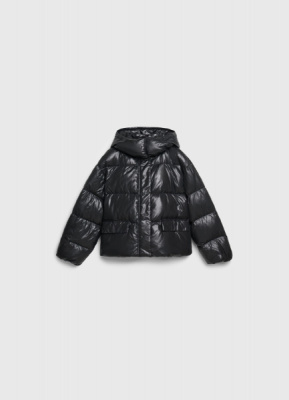 Короткий пуховик с натуральным пухом, Черный