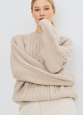 Джемпер с косами, Бежевый